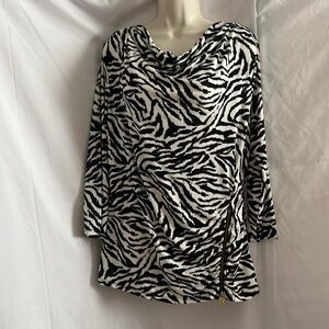Michael Kors Black and White Animal Print Top
